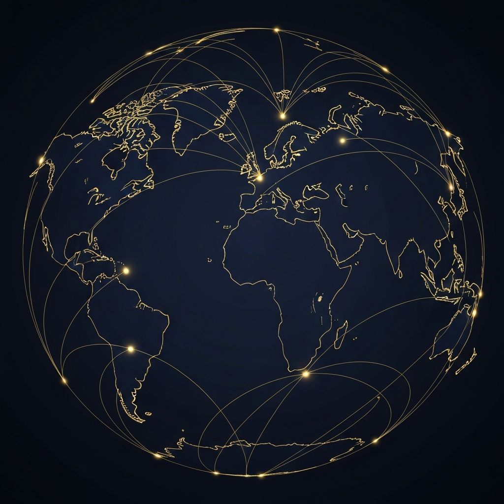 Global network visualization representing the worldwide reach of IHRM conferences